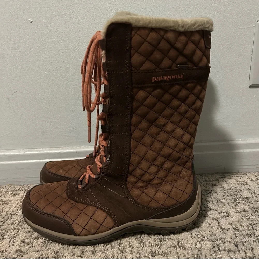 Patagonia Sable Brown Leather Faux Fur Lined Winter Snow Chukka Boots Size 6.5